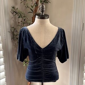 Free People Cupcake Velvet Top In Dark Blue size s